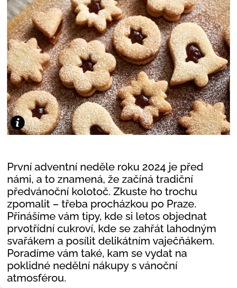 Advent v Praze: Víme, kde objednat cukroví a kam zajít na nejlepší svařák či vaječňák