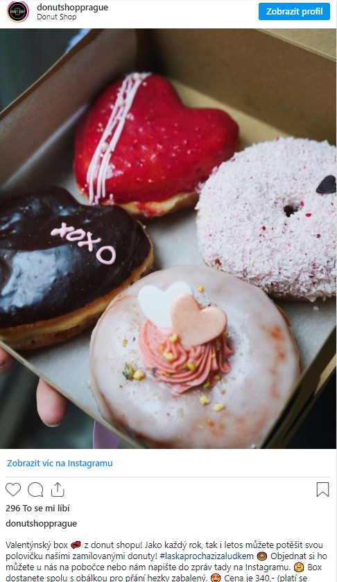 Valentýnské menu Donut shop